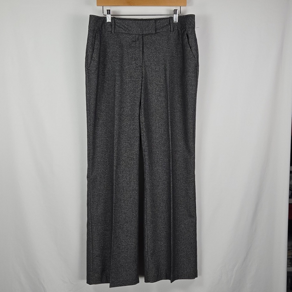 Worthington Womens Dress Pants 12 Houndstooth Modern Fit Wide Leg Career Black